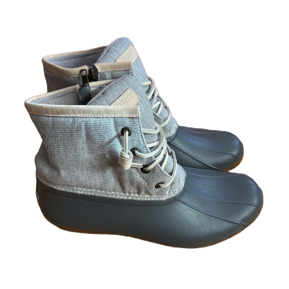 Sperry Women's Gray Winter Boots Waterproof Sz 10 Silver Rubber Rain